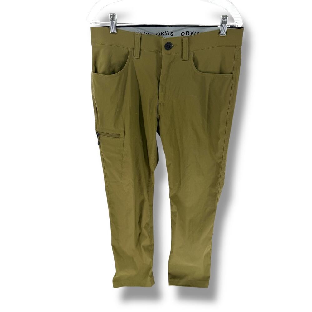 Orvis Jackson Quick-Dry Stretch Pants Men's 32x30 Olive Green Zip Pocket Hiking